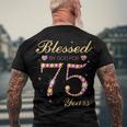 Blessed By God For 75 Years Old 75Th Birthday Party  Men's Crewneck Short Sleeve Back Print T-shirt