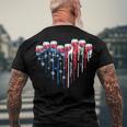 4Th Of July Wine Glasses Heart American Flag Patriotic Men's T-shirt Back Print Gifts for Old Men