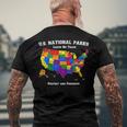 All 63 Us National Parks For Campers Hikers Walkers Men's Back Print T-shirt Gifts for Old Men