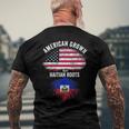American Grown With Haitian Roots Usa Haiti Flag Men's Back Print T-shirt Gifts for Old Men
