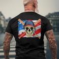 Baseball Skull 4Th Of July American Player Usa Flag Men's Back Print T-shirt Gifts for Old Men