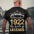 December 1922 Birthday Life Begins In December 1922 V2 Men's T-Shirt Back Print Gifts for Old Men