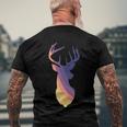 Deer Groovy Stripes Deer Head Men's Crewneck Short Sleeve Back Print T-shirt Gifts for Old Men