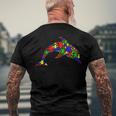 Dolphin Puzzle Animals Lover Autism Awareness Men's Back Print T-shirt Gifts for Old Men