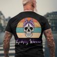 Epilepsy Warrior Skull Women Vintage Purple Ribbon Epilepsy Epilepsy Awareness V2 Men's Crewneck Short Sleeve Back Print T-shirt Gifts for Old Men