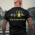 Ewings Sarcoma Awareness Heartbeat Yellow Ribbon Ewings Sarcoma Ewings Sarcoma Awareness Men's Crewneck Short Sleeve Back Print T-shirt Gifts for Old Men