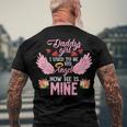 Father Grandpa Daddys Girl I Used To Be His Angel Now He Is Mine Daughter 256 Family Dad Men's Crewneck Short Sleeve Back Print T-shirt Gifts for Old Men