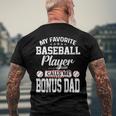 Mens My Favorite Baseball Player Calls Me Bonus Dad Bonus Men's Back Print T-shirt Gifts for Old Men