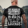 February 1926 Birthday Life Begins In February 1926 Men's T-Shirt Back Print Gifts for Old Men