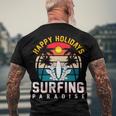 Funny Enjoy The Summer Holiday Summer Surfing Paradise Men's Crewneck Short Sleeve Back Print T-shirt Gifts for Old Men