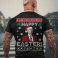 Funny Joe Biden Happy Easter Ugly Christmas Men's Crewneck Short Sleeve Back Print T-shirt Gifts for Old Men