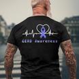 Gerd Awareness Heartbeat Periwinkle Blue Ribbon Gastroesophageal Reflux Disease Gerd Awareness Men's Crewneck Short Sleeve Back Print T-shirt Gifts for Old Men