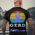 Gerd Awareness Vintage Periwinkle Blue Ribbon Gastroesophageal Reflux Disease Gerd Awareness Men's Crewneck Short Sleeve Back Print T-shirt Gifts for Old Men