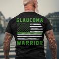 Glaucoma Warrior Usa Flag United States Flag Green Ribbon Glaucoma Glaucoma Awareness Men's Crewneck Short Sleeve Back Print T-shirt Gifts for Old Men