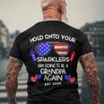 Grandpa Again 2022 4Th Of July Baby Pregnancy Announcement Men's T-shirt Back Print Gifts for Old Men