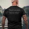 I Heard Your Prayer Trust My Timing - Uplifting Quote Men's Back Print T-shirt Gifts for Old Men