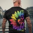 Human Sunflower Lgbt Tie Dye Flag Gay Pride Proud Lgbtq Men's Back Print T-shirt Gifts for Old Men