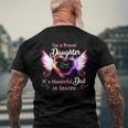 Im A Proud Daughter Of A Wonderful Dad In Heaven David 1986 2021 Angel Wings Heart Men's Crewneck Short Sleeve Back Print T-shirt Gifts for Old Men