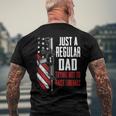 Just A Regular Dad Trying Not To Raise Liberals -- On Back Men's Back Print T-shirt Gifts for Old Men