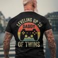 Leveling Up To Daddy Of Twins Expecting Dad Video Gamer Men's T-shirt Back Print Gifts for Old Men
