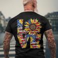 Love 4Th Of July Leopard Us Flag Sunflower Fourth Of July Men's T-shirt Back Print Gifts for Old Men