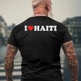 I Love Haiti - Red Heart Men's Back Print T-shirt Gifts for Old Men