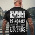 March 1982 Birthday Life Begins In March 1982 Men's T-Shirt Back Print Gifts for Old Men