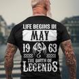 May 1963 Birthday Life Begins In May 1963 Men's T-Shirt Back Print Gifts for Old Men