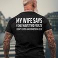 Mens My Wife Says I Only Have Two Faults 368 Trending Shirt Men's Crewneck Short Sleeve Back Print T-shirt Gifts for Old Men