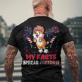 My Farts Spread Freedom Funny American Flag Corgi Fireworks V3 Men's Crewneck Short Sleeve Back Print T-shirt Gifts for Old Men