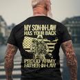 My Soninlaw Has Your Back Proud Army 688 Shirt Men's Crewneck Short Sleeve Back Print T-shirt Gifts for Old Men