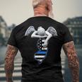 New Jersey Thin Blue Line Flag And Angel For Law Enforcement Men's Back Print T-shirt Gifts for Old Men