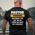 Mens Pastor Warning Sermon For A Pastor Men's Back Print T-shirt Gifts for Old Men