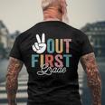 Peace Out First Grade Last Day Of School 2022 Graduation Men's Back Print T-shirt Gifts for Old Men