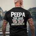 Mens Peepa For The Man Myth Bad Influence Grandpa Men's Back Print T-shirt Gifts for Old Men