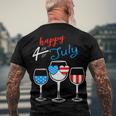 Red Wine Blue 4Th Of July Wine Red White Blue Wine Glasses V4 Men's Crewneck Short Sleeve Back Print T-shirt Gifts for Old Men