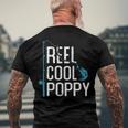 Reel Cool Poppy Fishing Fathers Day Fisherman Poppy Men's Back Print T-shirt Gifts for Old Men
