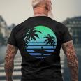 Retro Water Sport Surfboard Palm Tree Sea Tropical Surfing Men's Back Print T-shirt Gifts for Old Men