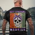 Rett Syndrome Warrior Skull Women Vintage Purple Ribbon Rett Syndrome Rett Syndrome Awareness Men's Crewneck Short Sleeve Back Print T-shirt Gifts for Old Men