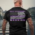 Rett Syndrome Warrior Usa Flag United States Flag Purple Ribbon Rett Syndrome Rett Syndrome Awareness Men's Crewneck Short Sleeve Back Print T-shirt Gifts for Old Men