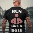 Run Like A Boss Funny Quote Men's Crewneck Short Sleeve Back Print T-shirt Gifts for Old Men