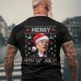 Santa Joe Biden Merry 4Th Of July Ugly Christmas Men's Back Print T-shirt Gifts for Old Men