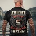 Schneider Blood Run Through My Veins Name V5 Men's Crewneck Short Sleeve Back Print T-shirt Gifts for Old Men
