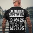 September 1926 Birthday Life Begins In September 1926 Men's T-Shirt Back Print Gifts for Old Men