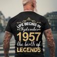 September 1957 Birthday Life Begins In September 1957 V2 Men's T-Shirt Back Print Gifts for Old Men