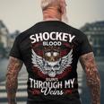 Shockey Blood Runs Through My Veins Name Men's Crewneck Short Sleeve Back Print T-shirt Gifts for Old Men