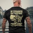 Mens My Stepdaughter Has Your Back - Proud Army Stepdad Dad Men's Back Print T-shirt Gifts for Old Men