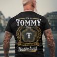 Tommy Blood Runs Through My Veins Name V2 Men's Crewneck Short Sleeve Back Print T-shirt Gifts for Old Men
