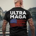 Ultra Maga Proud American Distressed Flag Patriotic Gift Men's Crewneck Short Sleeve Back Print T-shirt Gifts for Old Men