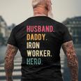 Mens Vintage Husband Daddy Iron Worker Hero Fathers Day Men's Back Print T-shirt Gifts for Old Men